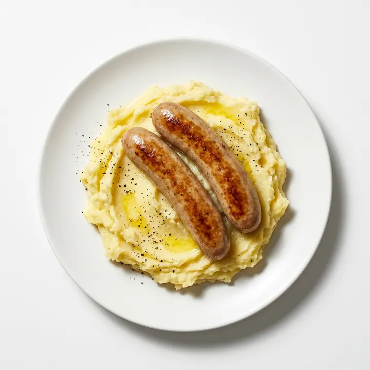 Salchichas con puré de patata