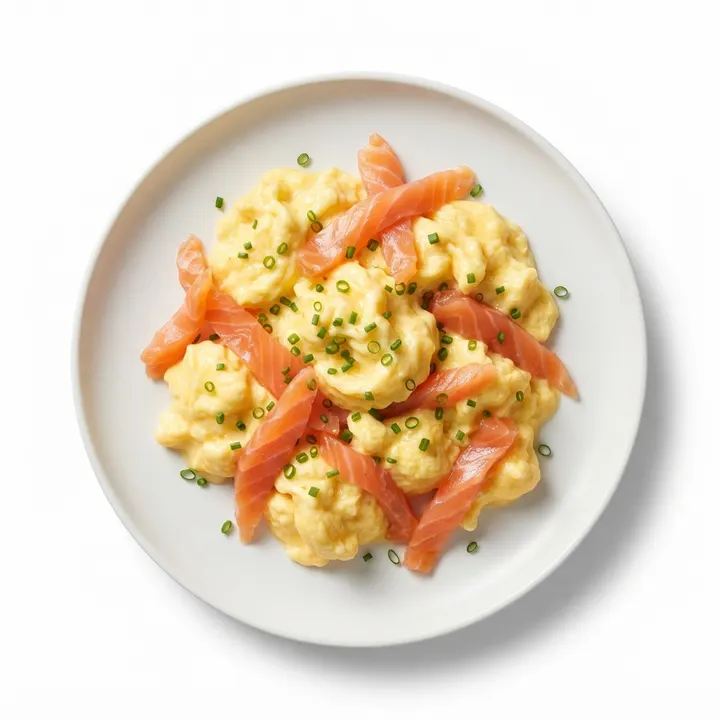 Revuelto de huevos con salmón ahumado