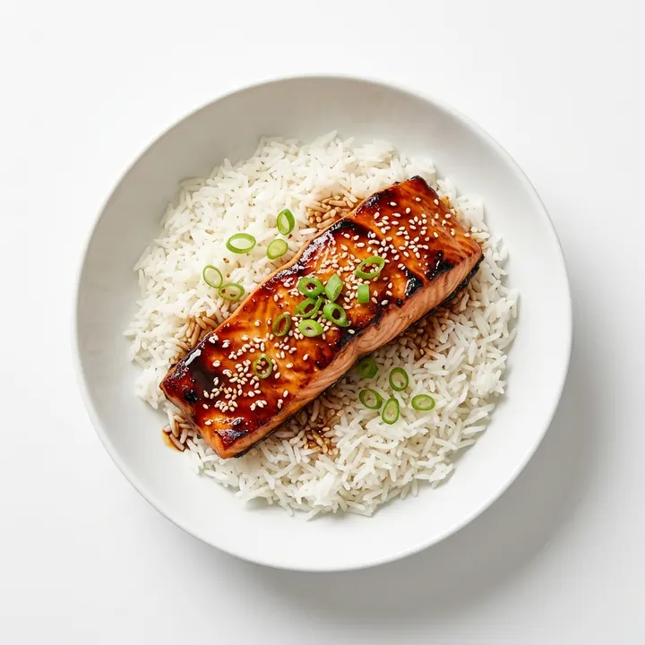 Salmón glaseado con soja y sésamo