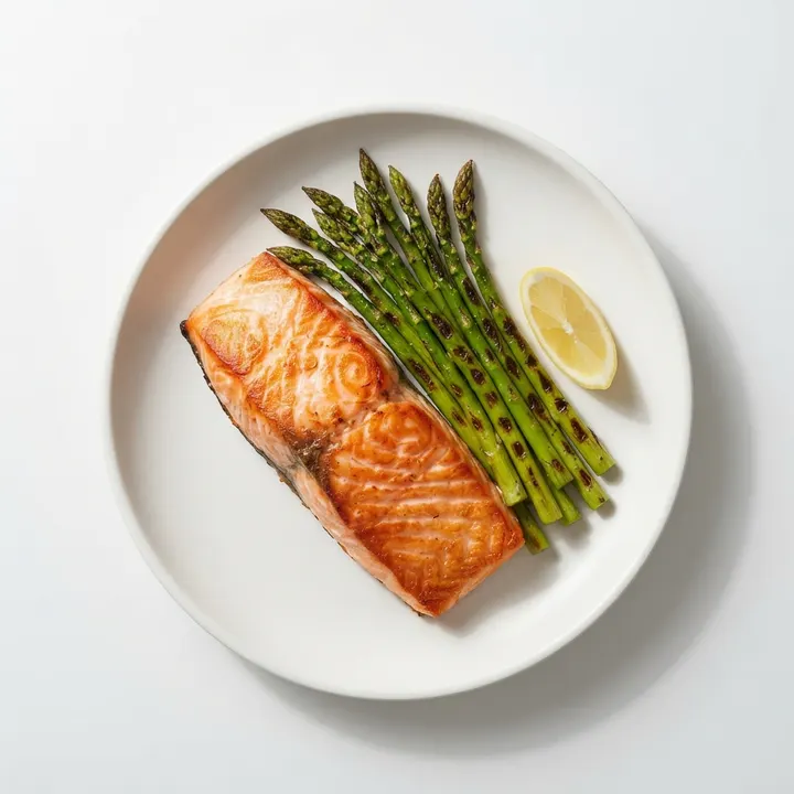 Salmón a la plancha con espárragos trigueros