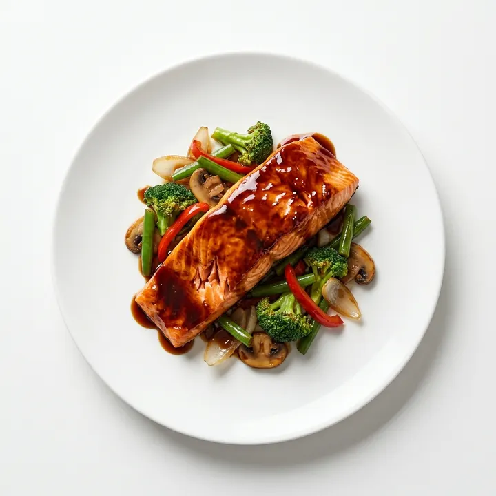 Salmón teriyaki con verduras al wok