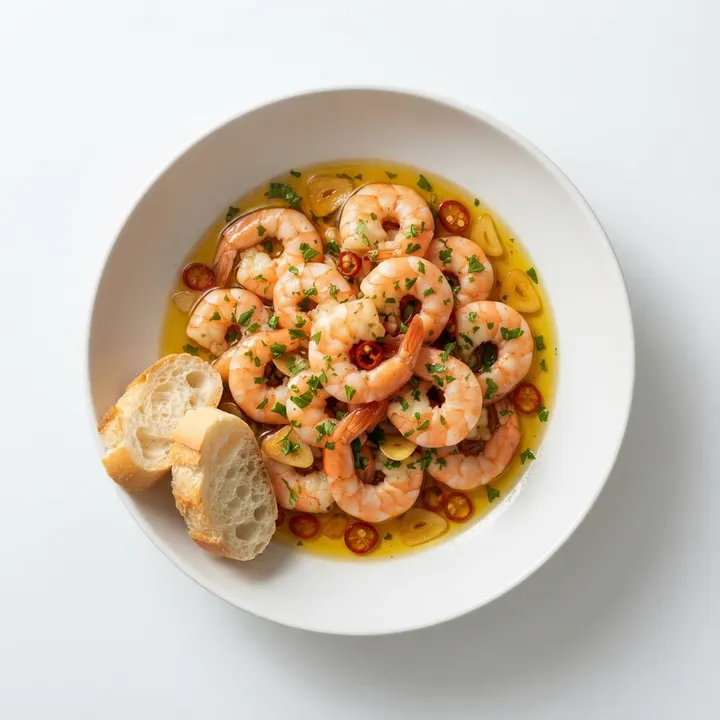Salteado exprés de gambas con ajo y guindilla