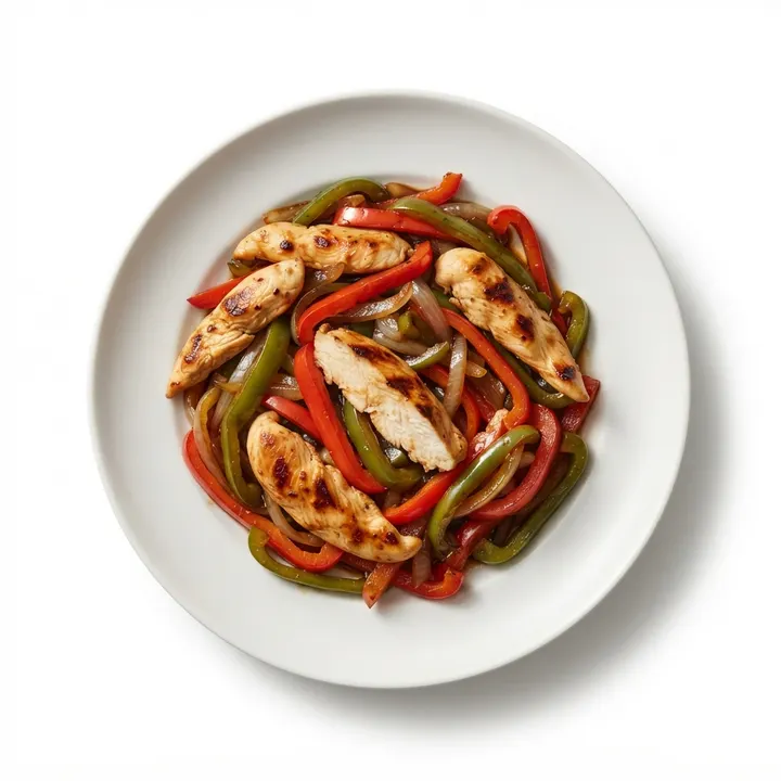 Salteado de pollo con pimientos y soja