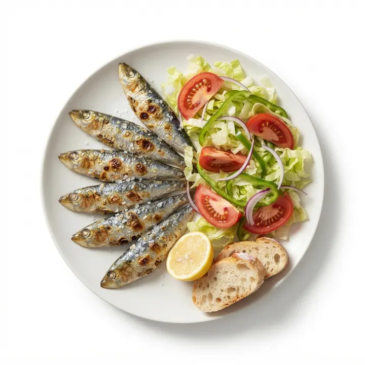Sardinas a la plancha con ensalada