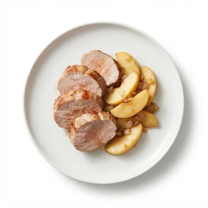 Solomillo de cerdo con manzana salteada