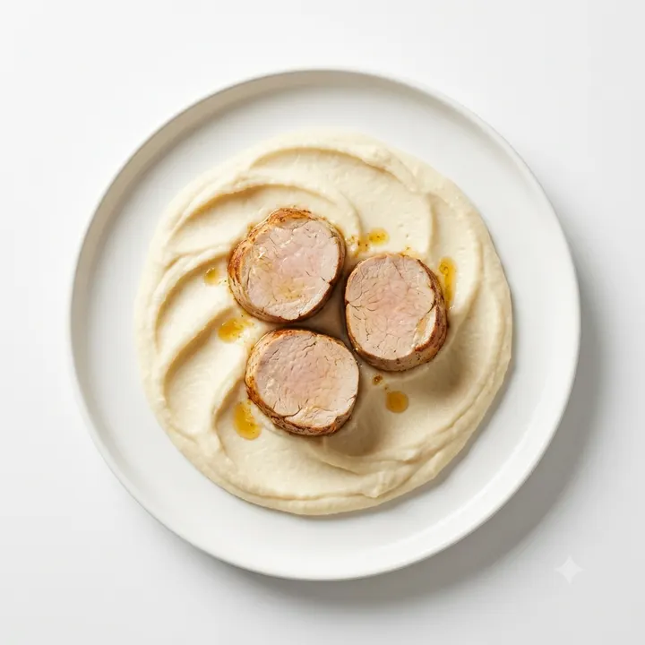 Solomillo de cerdo con puré de coliflor
