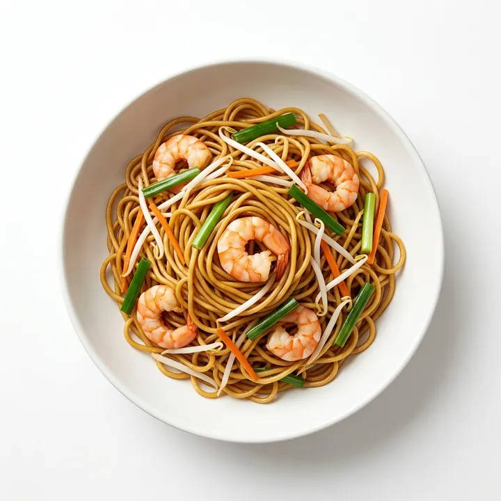 Tallarines salteados con gambas