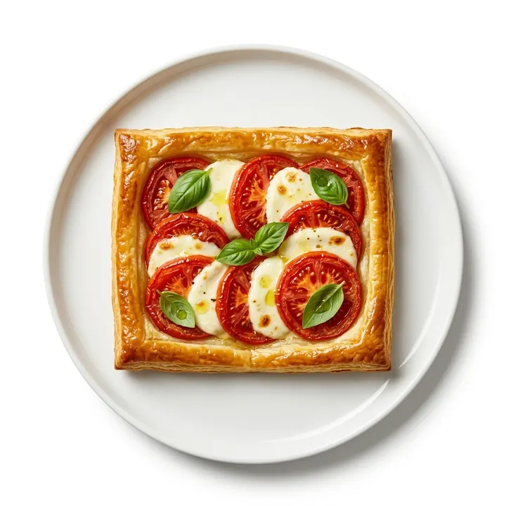 Tarta de hojaldre con tomate y mozzarella