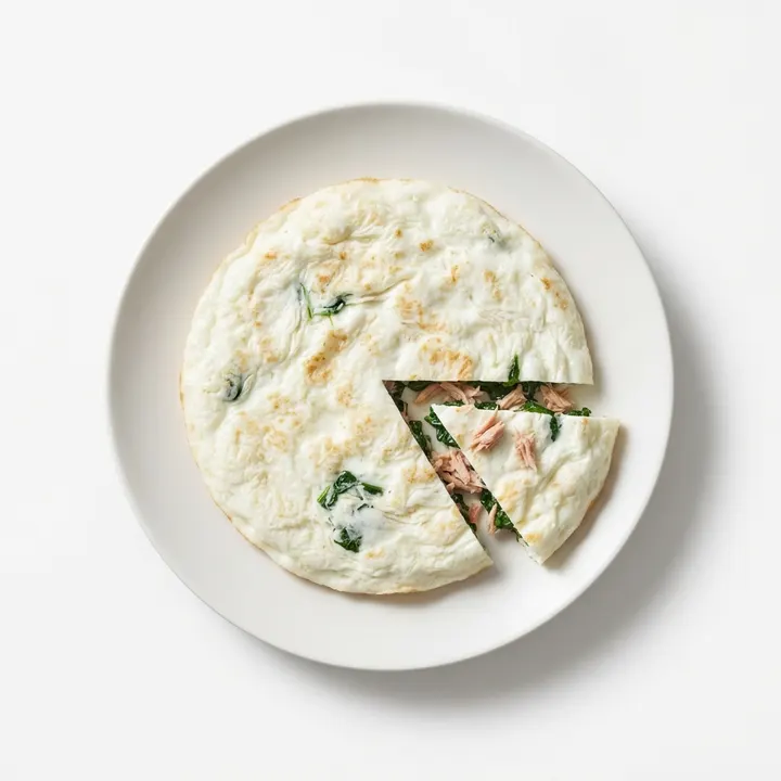 Tortilla de claras con atún y espinacas
