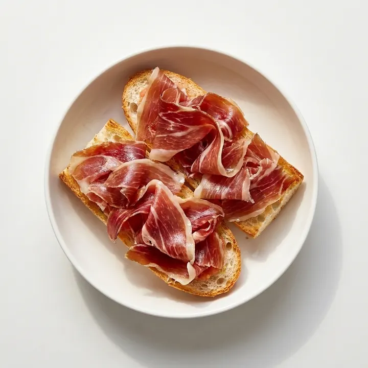 Tosta de jamón y tomate rallado