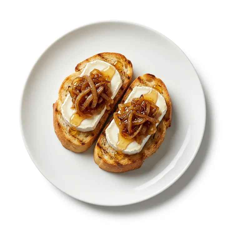 Tosta de queso de cabra con cebolla