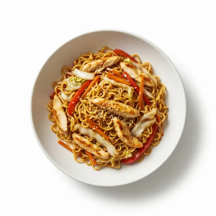Yakisoba de pollo y verduras
