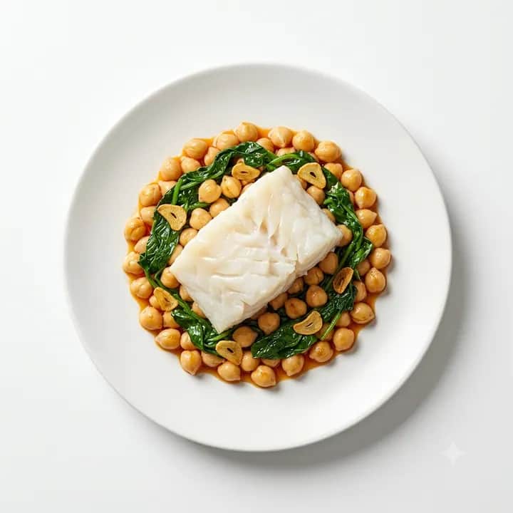Bacalao con espinacas y garbanzos de la abuela