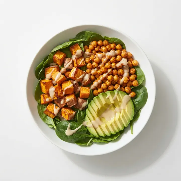 Buddha bowl de boniato asado y garbanzos
