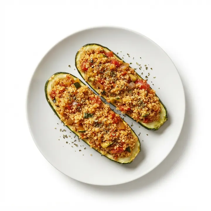 Calabacín relleno de quinoa y verduras