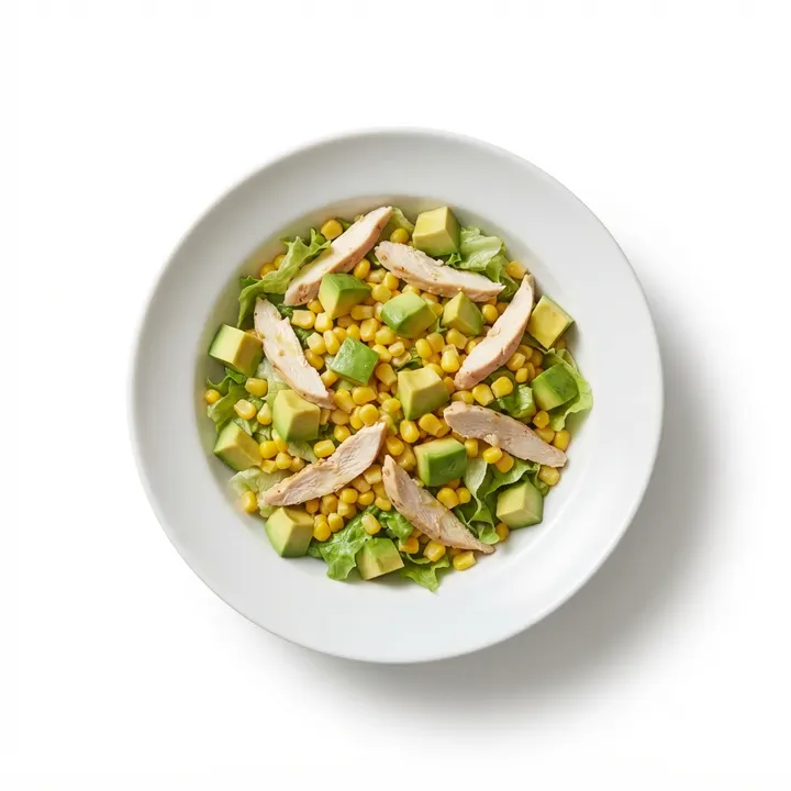 Ensalada de pollo, aguacate y maíz