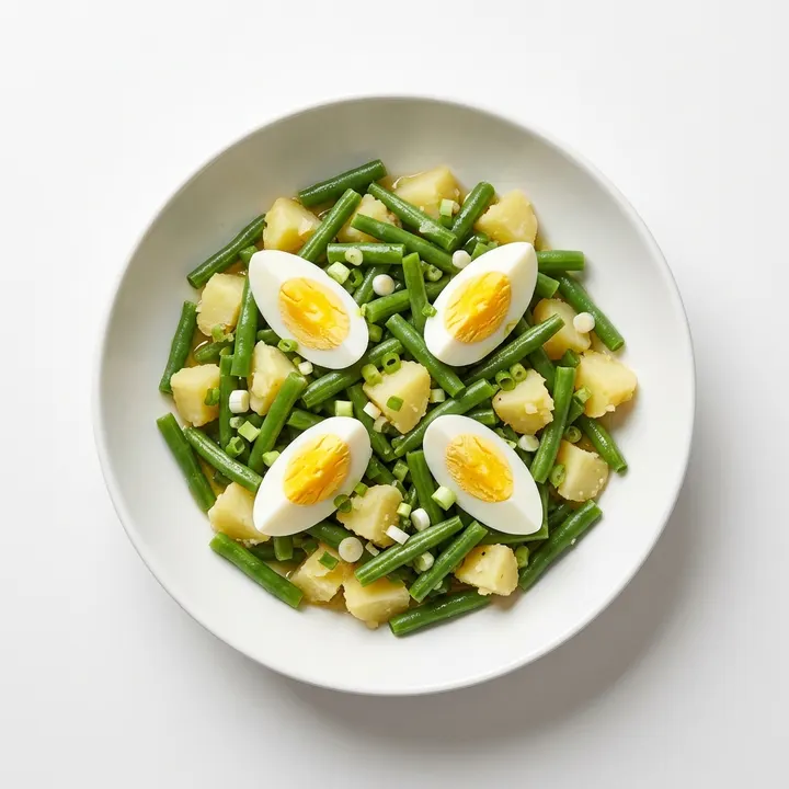Ensalada templada de judías verdes y huevo