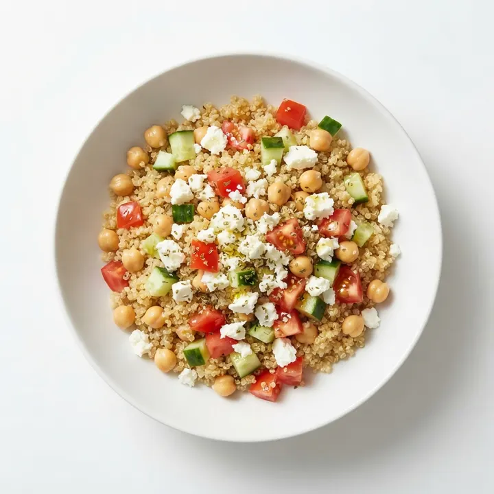Garbanzos con quinoa y queso feta