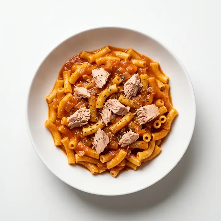 Macarrones con tomate y atún
