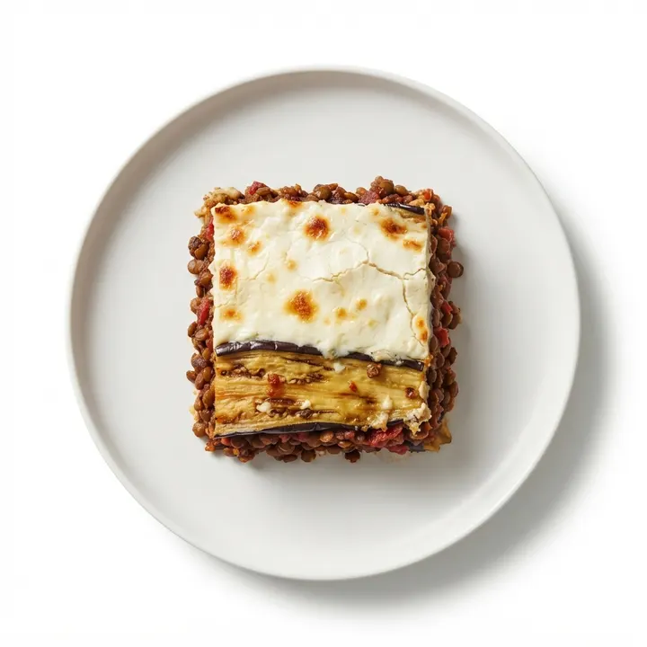 Moussaka vegana de berenjena y lentejas