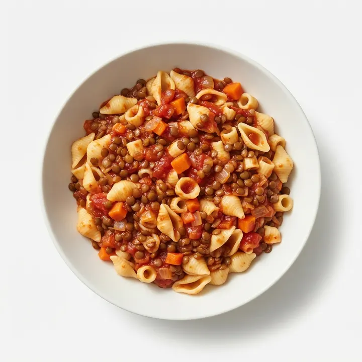 Pasta con lentejas y verduras