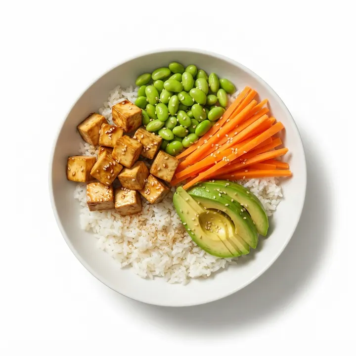 Poke bowl vegano de tofu