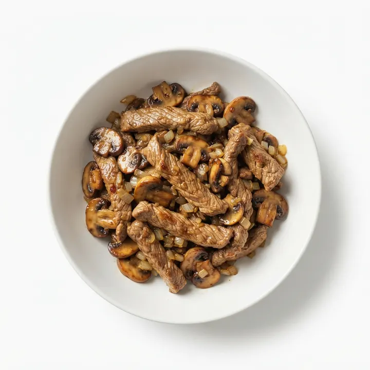 Salteado de ternera con champiñones