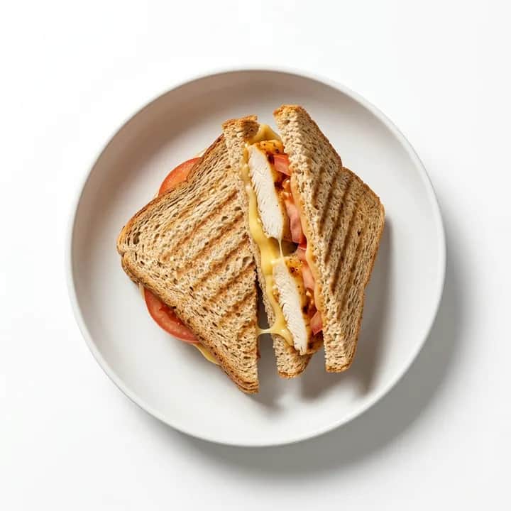 Sándwich caliente de pollo y queso